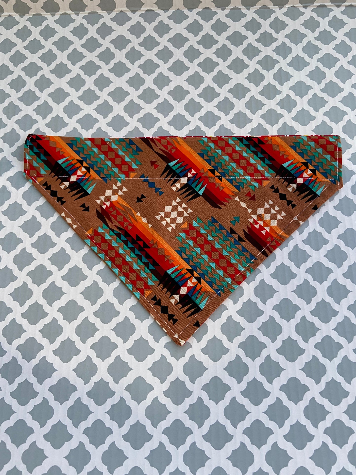 Aztec/red flower Dog Bandana