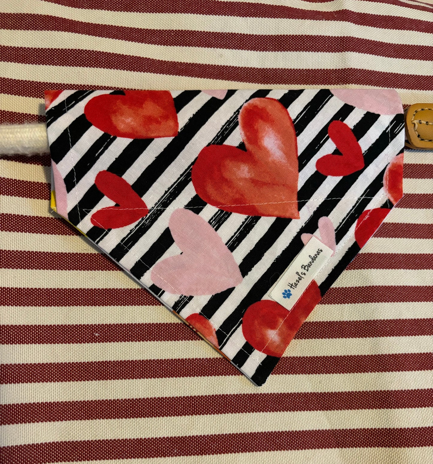 Hearts with stripes / conversation hearts