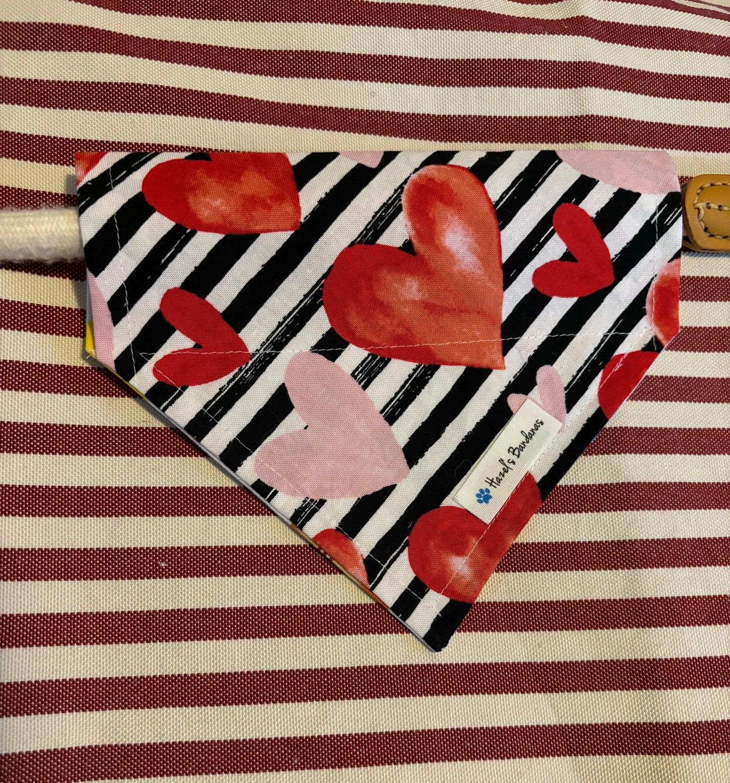 Hearts with stripes / conversation hearts